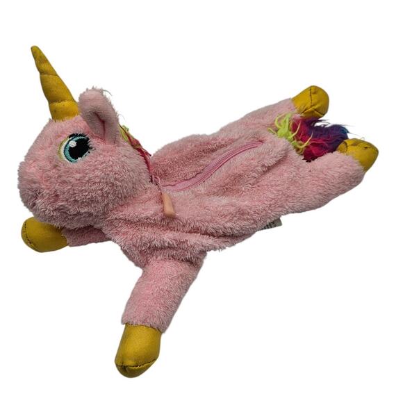 Magic Time Plush Pink Unicorn Zip Up Pouch Stuffed Animal - Picture 1 of 4